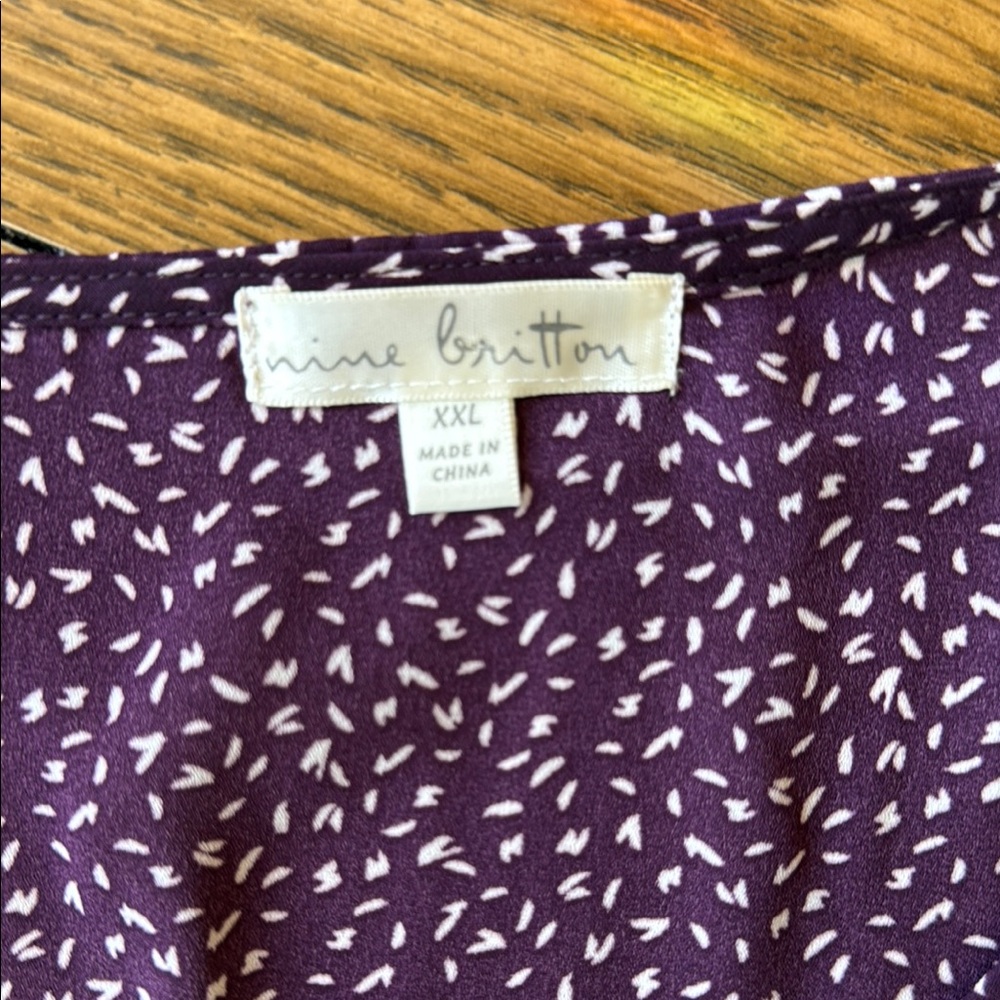 Nine Britton Plum and White Patterned Blouse XXL